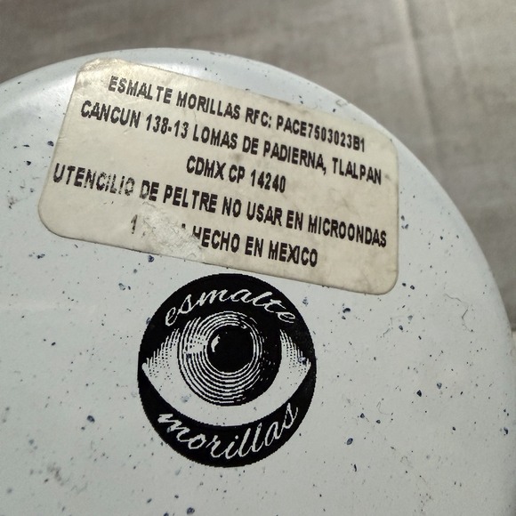 Esmaltes Morilla White Enamel Metal Coffee Cup Mug Graphic Cat Kitten Glass Camp - Picture 8 of 9